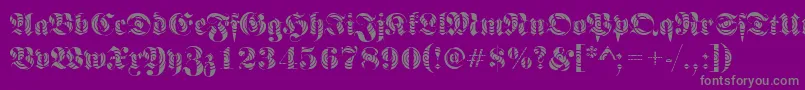 FrakturwindingRegular-Schriftart – Graue Schriften auf violettem Hintergrund