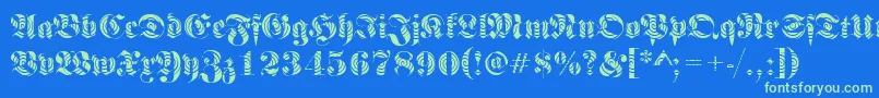 FrakturwindingRegular Font – Green Fonts on Blue Background