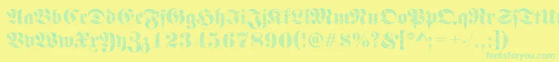 FrakturwindingRegular Font – Green Fonts on Yellow Background