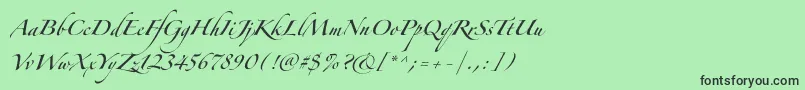 Fonte ZapfinoforteltOne – fontes pretas em um fundo verde