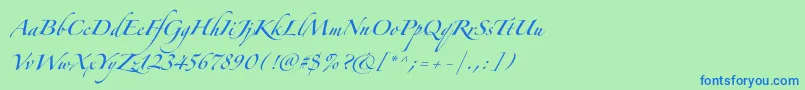フォントZapfinoforteltOne – 青い文字は緑の背景です。