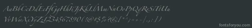Fonte ZapfinoforteltOne – fontes cinzas em um fundo preto