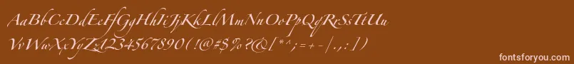 フォントZapfinoforteltOne – 茶色の背景にピンクのフォント