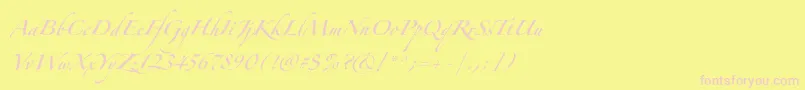 Fonte ZapfinoforteltOne – fontes rosa em um fundo amarelo