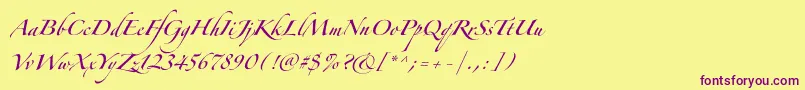 ZapfinoforteltOne-Schriftart – Violette Schriften auf gelbem Hintergrund