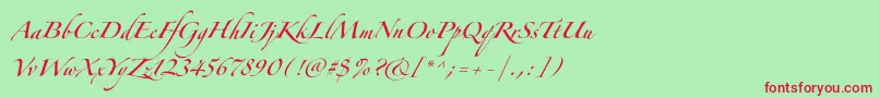 ZapfinoforteltOne Font – Red Fonts on Green Background