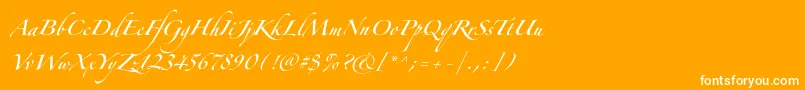 Fonte ZapfinoforteltOne – fontes brancas em um fundo laranja
