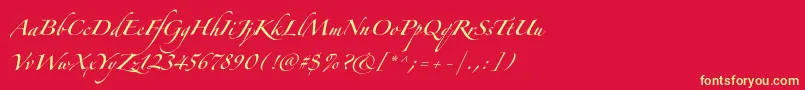 ZapfinoforteltOne-Schriftart – Gelbe Schriften auf rotem Hintergrund