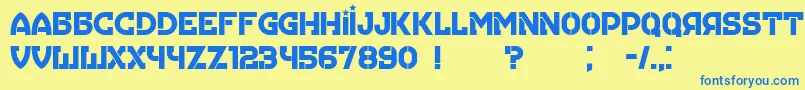 Hungaria Font – Blue Fonts on Yellow Background