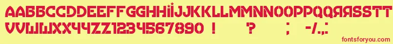Hungaria-Schriftart – Rote Schriften auf gelbem Hintergrund