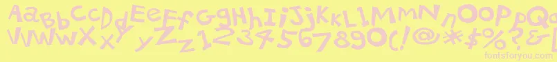21kbsalu1-Schriftart – Rosa Schriften auf gelbem Hintergrund
