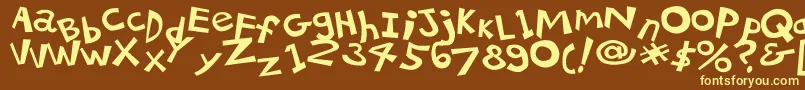 21kbsalu1-fontti – keltaiset fontit ruskealla taustalla