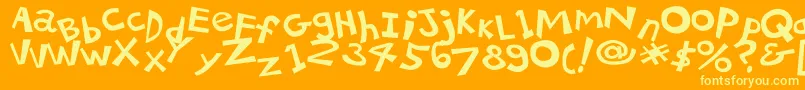 21kbsalu1-Schriftart – Gelbe Schriften auf orangefarbenem Hintergrund