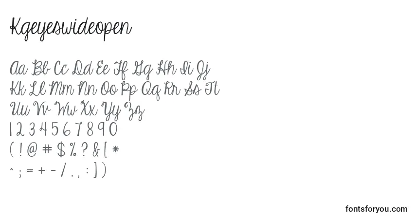 Kgeyeswideopen Font – alphabet, numbers, special characters