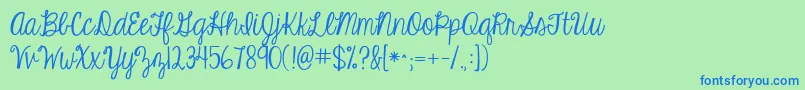 フォントKgeyeswideopen – 青い文字は緑の背景です。