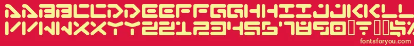 Abductioncyr Font – Yellow Fonts on Red Background