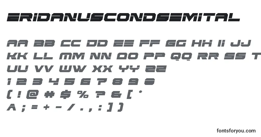 Шрифт Eridanuscondsemital – алфавит, цифры, специальные символы