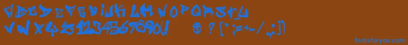 フォントStreetWriterNoah – 茶色の背景に青い文字