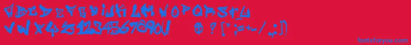 StreetWriterNoah-Schriftart – Blaue Schriften auf rotem Hintergrund