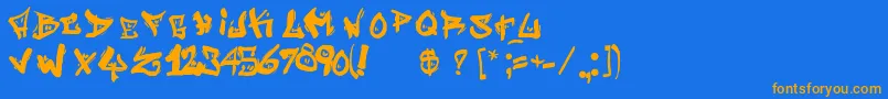 フォントStreetWriterNoah – オレンジ色の文字が青い背景にあります。