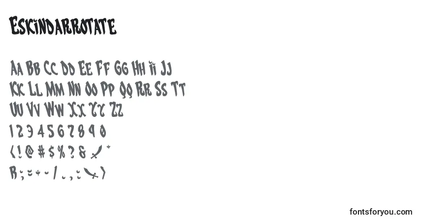 Czcionka Eskindarrotate – alfabet, cyfry, specjalne znaki