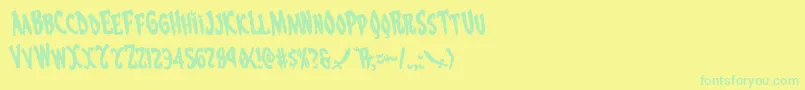 Fonte Eskindarrotate – fontes verdes em um fundo amarelo