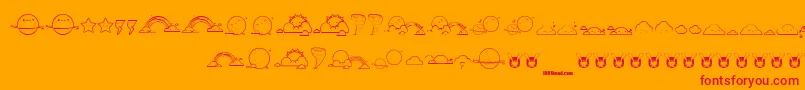 フォントToyCloud – オレンジの背景に赤い文字
