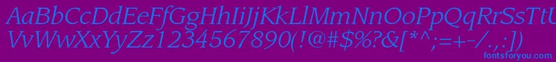 Шрифт LeawoodstdBookitalic – синие шрифты на фиолетовом фоне