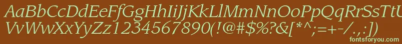 LeawoodstdBookitalic-fontti – vihreät fontit ruskealla taustalla