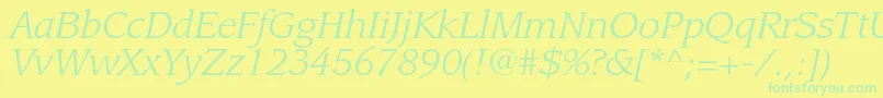 LeawoodstdBookitalic Font – Green Fonts on Yellow Background