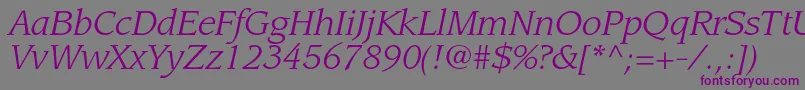 Шрифт LeawoodstdBookitalic – фиолетовые шрифты на сером фоне
