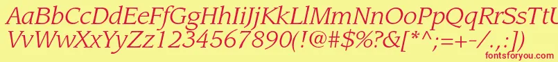 LeawoodstdBookitalic Font – Red Fonts on Yellow Background