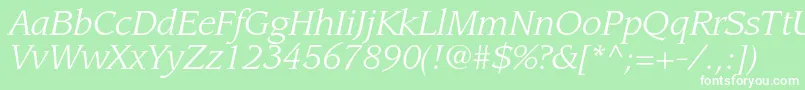 Fonte LeawoodstdBookitalic – fontes brancas em um fundo verde