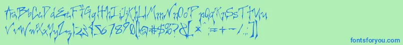 フォントCreerg ffy – 青い文字は緑の背景です。