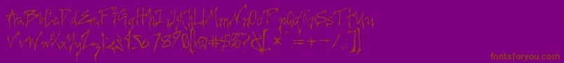 Creerg ffy-Schriftart – Braune Schriften auf violettem Hintergrund