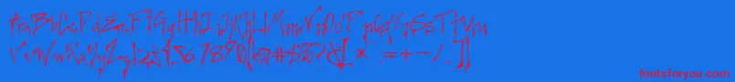 Creerg ffy-Schriftart – Rote Schriften auf blauem Hintergrund