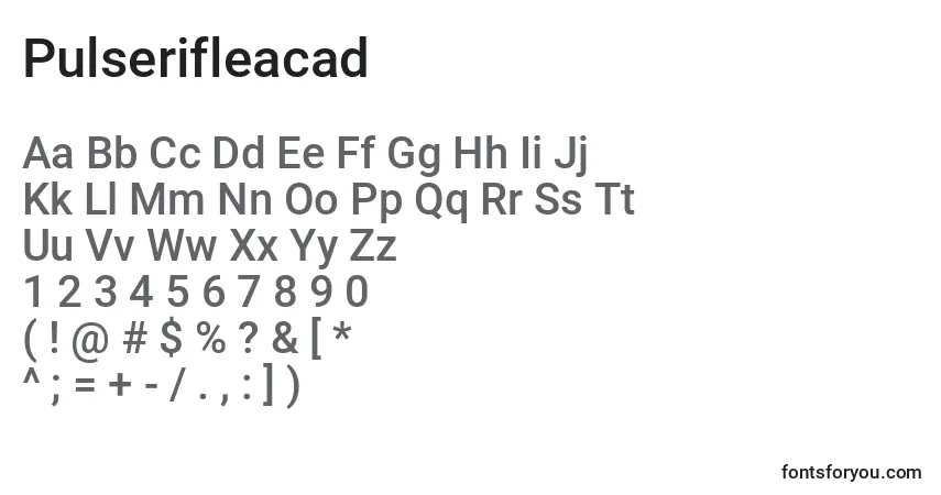 Шрифт Pulserifleacad – алфавит, цифры, специальные символы