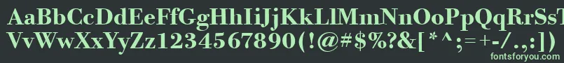 BodoniTwelveItcTtBold-fontti – vihreät fontit mustalla taustalla