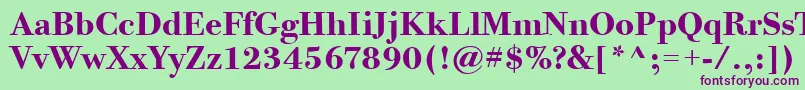 BodoniTwelveItcTtBold Font – Purple Fonts on Green Background