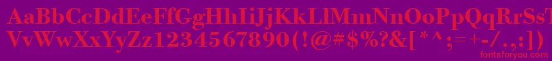 BodoniTwelveItcTtBold Font – Red Fonts on Purple Background