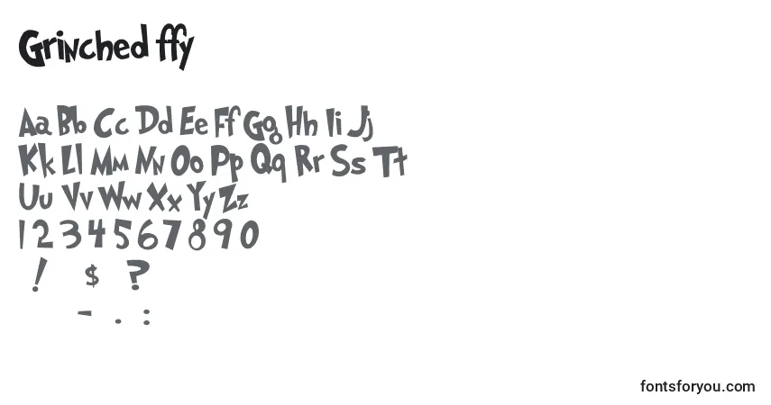 Schriftart Grinched ffy – Alphabet, Zahlen, spezielle Symbole