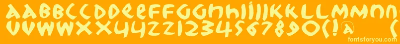 Rootskochthree-Schriftart – Gelbe Schriften auf orangefarbenem Hintergrund