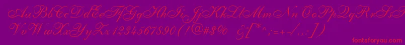 フォントAnastasiascript – 紫の背景に赤い文字