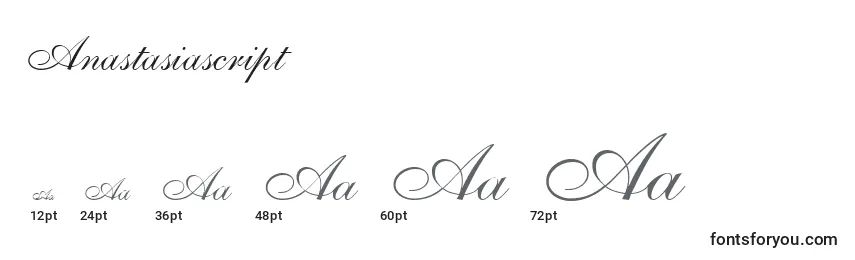 Размеры шрифта Anastasiascript