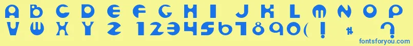 Espheres-Schriftart – Blaue Schriften auf gelbem Hintergrund