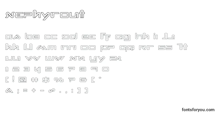 Schriftart Xephyrout – Alphabet, Zahlen, spezielle Symbole