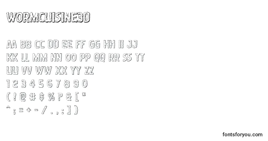 Czcionka Wormcuisine3D – alfabet, cyfry, specjalne znaki