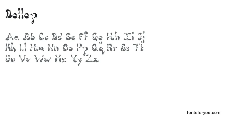 Czcionka Dollop4.9 – alfabet, cyfry, specjalne znaki