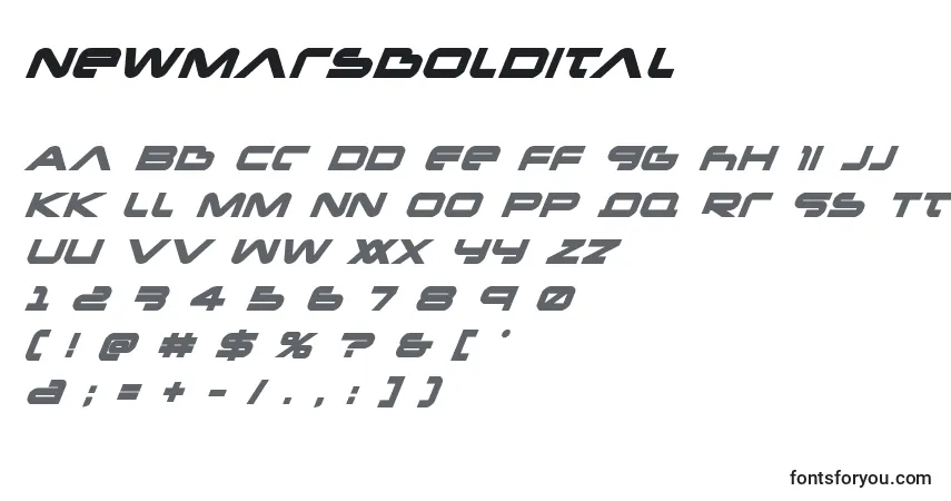 Newmarsboldital-fontti – aakkoset, numerot, erikoismerkit