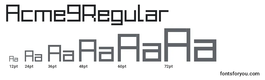 Размеры шрифта Acme9Regular